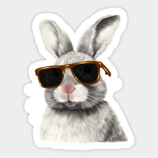 Cute Rabbit wearing Sun Glasses, Love Bunnies Sticker